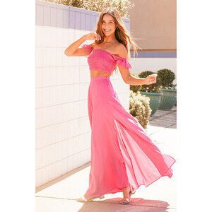 NWT Lulus Fuchsia 2-piece Skirt Set Pink - XS